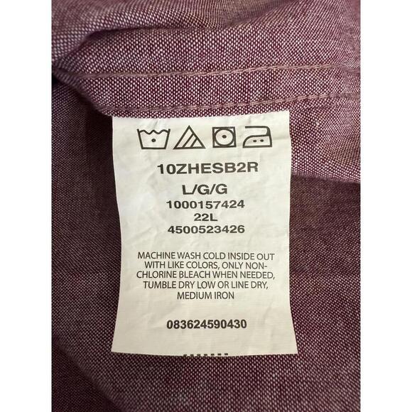 Wrangler Shirt Men Large L Short Sleeve Button Front Oxford NWT Cranberry Red - Picture 7 of 9